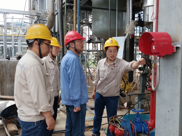 7月17日，計控電儀部副部長劉勇組織電氣儀表相關人員在醋酸甲酯中試項目現(xiàn)場進行素質提升工作實踐交流（2）.jpg